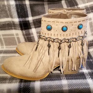 NWOT - Not Rated Fringe Turquoise Gem Booties